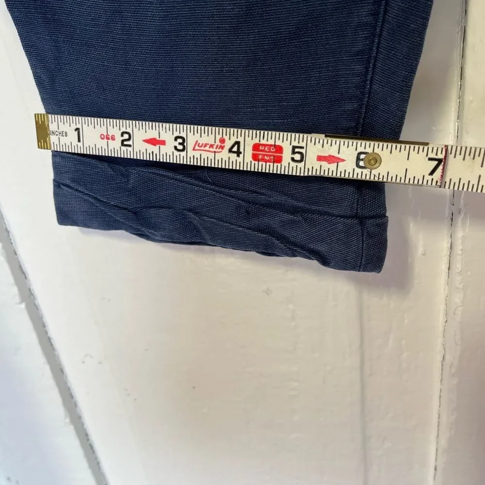 Wilfred Linen Blend Button Fly washed blue textured linen crop pants size 2